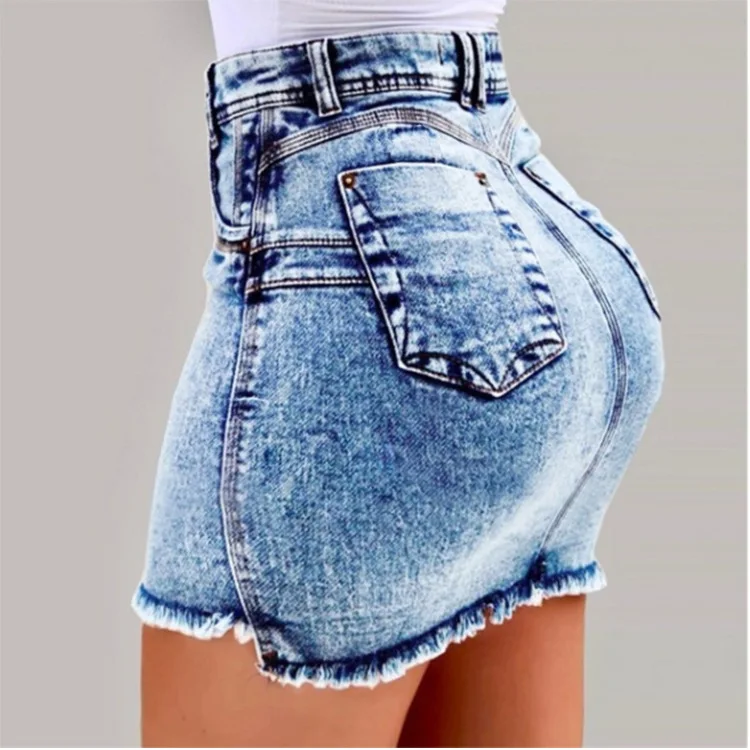 Women's Summer New High Waist Washed Denim Skirt Denim Short Mini Jeans Skirt