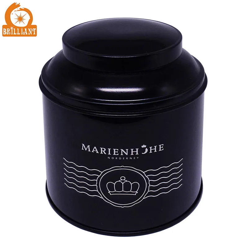 
High-Quality Customized Classical Black Food Can Round Metal Tin for Packing Tea Coffee Gift Box 