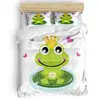 Cartoon Smiling Frog Prince 3D Printed Designer King Bedding Set