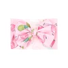 Pink Flamingo Printed Texture Pretie Headband Bows For Girl Hair Nylon Headwrap