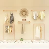Modern Clothes Store Rose Gold Stainless Steel Showroom Clothes Hanger Stand Wall Mounted Clothing Racks