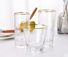 Free sample drinking water glass crystal beer cup with golden rim