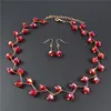 Hot selling glass crystal beads alloy chain wedding necklace earring crystal fringe necklace sets for women