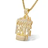 Personalized Letter Jewelry Copper Real Gold Plated Micro Pave Set Cubic Zirconia Multi Word Pendant Necklace