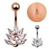 Newest stainless steel 14G zircon peacock navel button belly ring