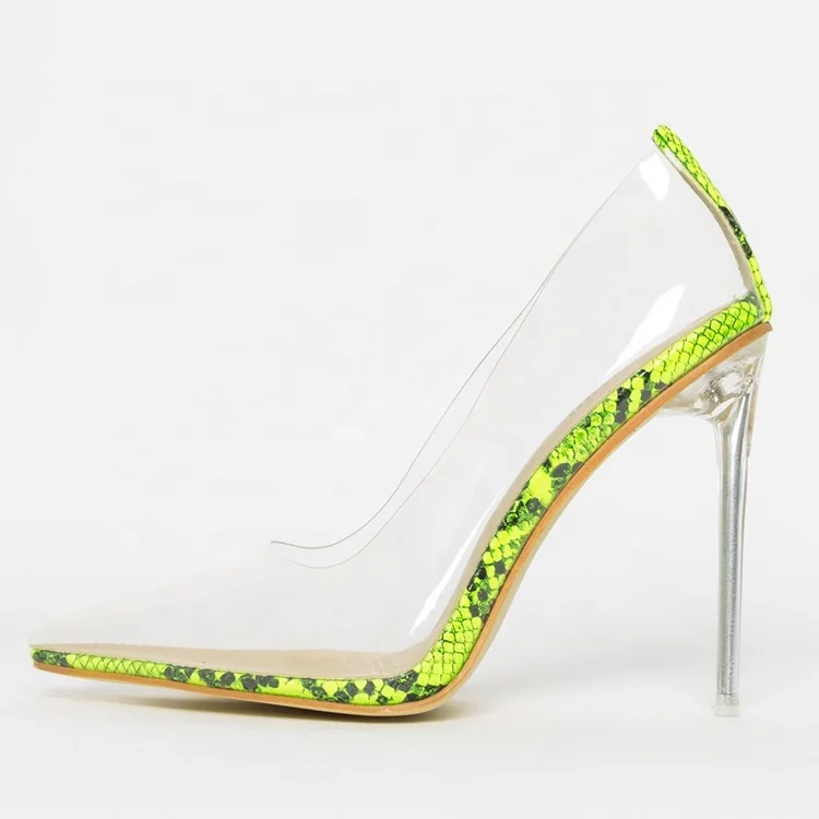 neon transparent heels