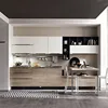 Europe modern Style Wooden Color Slab Door Melamine Kitchen Cabinet