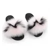 Factory wholesale Red raccoon fur fox fur slides sandals real animal fur slippers