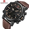 NAVIFORCE 9135 original brand Analog Digital Leather Sports Watches Men's Army Military Watch Man Quartz Clock Relogio Masculino
