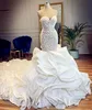 Luxury Wedding Dresses 2019 Bridal Gowns African Bridal Dresses Heavy Beading Ruffled Wedding Dress Mermaid Bridal Dresses