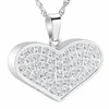 IJD11369 Prong Setting Clear Zircon Heart Stainless Steel Cremation Urn Necklace For Ashes 20mm*10mm Memorial Jewelry For Women