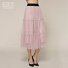 Accept ODM Stylish Ruffle Sequin Deco Pink Long Tulle Skirts For Women