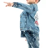 Light blue printed long sleeve denim jacket for kids