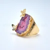 ANDE-R1004 Hot Sale Bohemian Vintage Adjustable Ring 100% 100% Natural Quartz Agate Ring with Butterfly In Stock