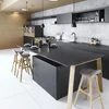 High quality artificial stone table top solid surface kitchen quartz countertop black with white veins