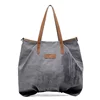 wholesale top handle plain heavy duty waterproof eco round lady tote vintage waxed canvas beach bag