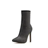Rhinestone suede upper work lady high heel boot