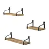 Set of 3 Rustic Wood Wall Storage Floating Shelves Wall Mounted