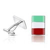 High quality silver color plated copper three color green white red Italy Hungary flag cufflinks