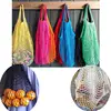 Eco-friendly Washable and Reusable Cotton net drawstring Mesh Shopping Bag