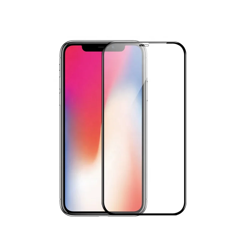
high quality 0.26mm 3D mobile phone 9H tempered glass silk printing screen protector protective film for iphone 8 xs max 