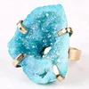 Yase fashion colored rock stone ring new pattern cheap geodes slice natural stone ring semi-precious stone new pattern ring