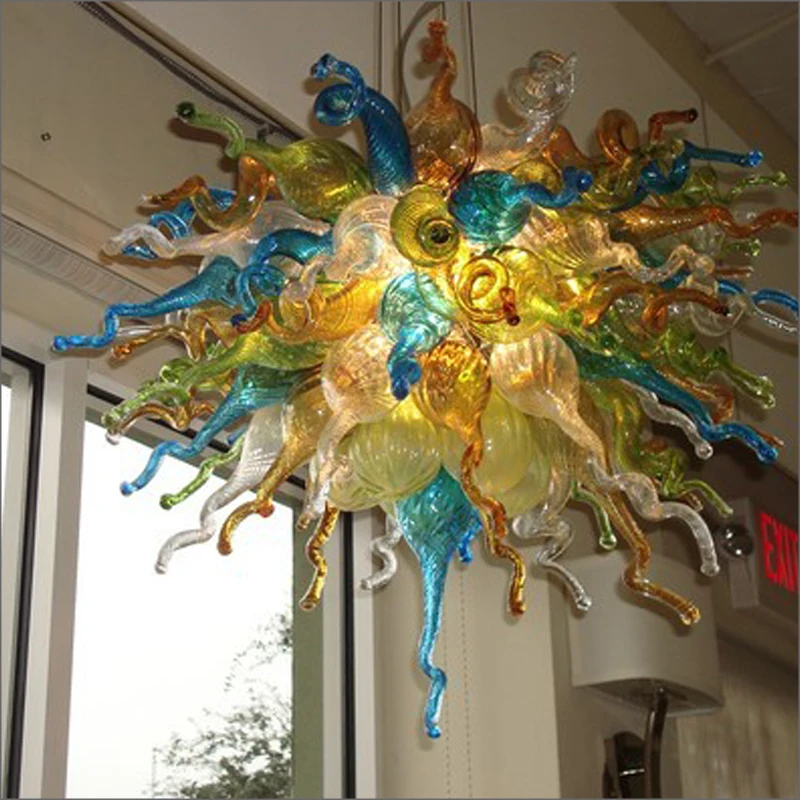 Newest Contemporary Blown Glass Hotel Foyer Chandelier LED Light Source 100% Hand Blown glass Chihuly Chandeliers