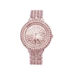 Custom brand fancy beautiful diamond rotating flower japan movt ladies wrist watch