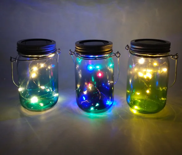 Solar Glass Bottle Led Lights Decorative Outdoor Solar Mason Jar Lights