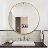 Living room decor framed bath mirror hotel bathroom mirror round with gold frame