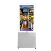 55 inch floor standing vertical double sided tempered glass transparent Ultrathin digital signage advertising display