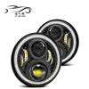 JHS Factory Supply 7inch LED Headlight Bluetooth Phone APP Control 7 inch round RGB halo ring led headlights for Jeep wrangler