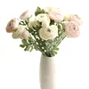 Artificial Flower Silk Camellia White Tea Rose Ranunculus Flower For Sale 2 Heads Artificial Camellia Rose