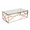 Wholesale modern luxury rose gold stainless steel lounge table gold frame glass coffee table