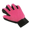 Wholesale retail dropship Left Hand Five Finger Deshedding Brush Glove cheap Pet Gentle Efficient Massage Grooming tools(Pink)