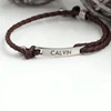 Personalized Inspirational Jewelry Engraved Men Stainless Steel Leather Bracelet