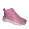 Best selling flat crystal diamond women color fly knit sock ankle sneakers