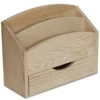 Desk Organizer Tidy Tray Wooden Letter Paperwork Rack with 2 Compartments with Drawer