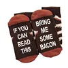 If You Can Read This Bring Bring Me Some Bacon Funny Socks Novelty Present for Men Women with Sewn in Letter and Logo calcetines