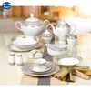 86pcs or 121pcs royal golden embossed flower decal round new bone china turkish tableware