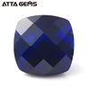 Loose Synthetic Corundum Square Cushion Checkerboard Cut Blue Sapphire For Jewelry Making