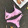 Womens Beach holiday Summer Pink Triangle 2 Piece Fruits Print Swim Suit Swimwear