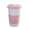 Food grade pink thermal ceramic coffee mug cup with silicone lid and sleeve