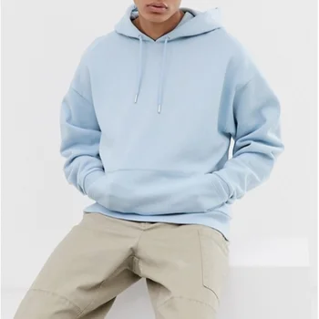 Cotton Men Casual Plain Dyed Custom Oversized Hoodie In Light Blue ...