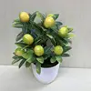 Factory wholesale PENZ018 green bonsai artificial plants potted lemon plastic fruit tree