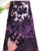 Tofine Embroidery purple Sequin Beaded Net French Lace Fabric Nigerian Wedding Party Sequin African Velvet Lace