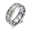 2019 The latest titanium steel Channel Set rhinestone ring unisex, silver, black, gold stainless steel ring