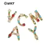 WT-MP117 Colorful natural Gemstone A-Z letter Pendant Accessories letters Necklace cubic zirconia Pave Charm Dainty Pendant