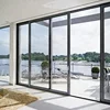 GaoMing thermal break 3 panel sliding glass door/double leaf double swing door
