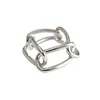 925 Sterling Silver Wide Chain Rings Silver Vintage Wild Square Strip Chain Rings for Women Fine Jewelry